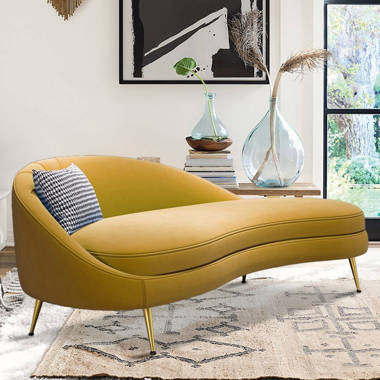 Yellow velvet chaise new arrivals